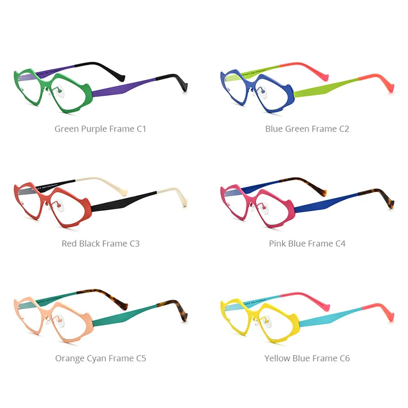 FONEX Pure Titanium Glasses Frame Women 2024 New Men Colorful Retro Cat Eye Eyeglasses Eyewear F85811