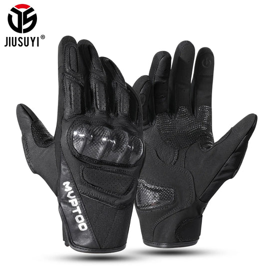 Guantes tácticos de cuero genuino con pantalla táctil y protección dura para paintball, ciclismo, deportes, senderismo, motocicleta, antideslizantes, equipo a prueba de golpes