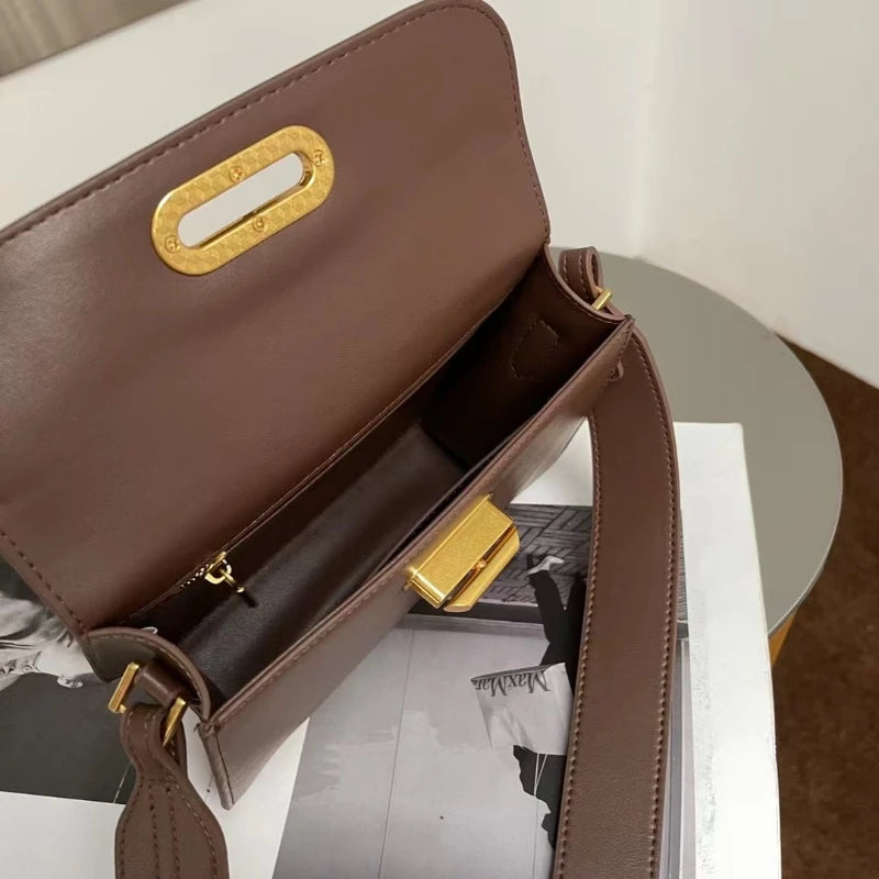 New Small Square Side Bag Luxury Design Retro Genuine Leather Women's Bag Fashion One Shoulder Bag Messenger Bag Tofu Bag