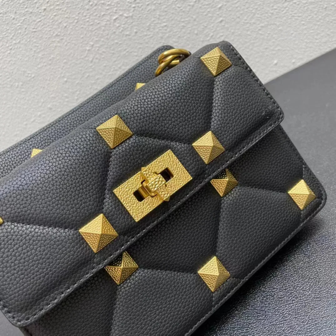 Bolso de diseño de lujo con tachuelas para mujer, tendencia 2024, bolsos cruzados de cuero genuino de alta calidad, bolsos de mano de moda para mujer