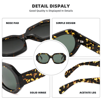 Men Polarized Sunglasses Y2k Acetate Frame Rectangle Sunglasses for Women Retro Driving Glasses 90’s Vintage Fashion Sun Shade