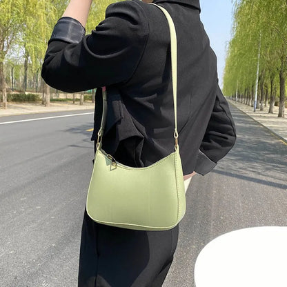 Sac à bandoulière rétro en cuir PU de couleur unie pour femmes, sacs à main tendance, sacs à main décontractés Hobos et sacs à main pour dames