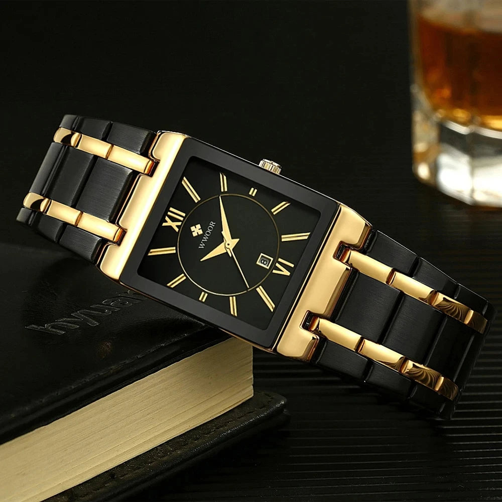 WWOOR 2024 Fashion Mens Watches Top Brand Luxury Wrist Watch Quartz Square Waterproof Geneva Design Mens Clock Relogio Masculino