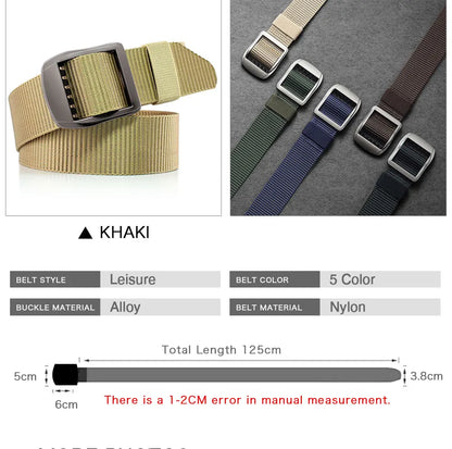 Men Belts Pin Buckle Nylon Belt Male Army Tactical Belt Mens Military Waist Canvas Belts Cummerbunds High Quality Strap Belt