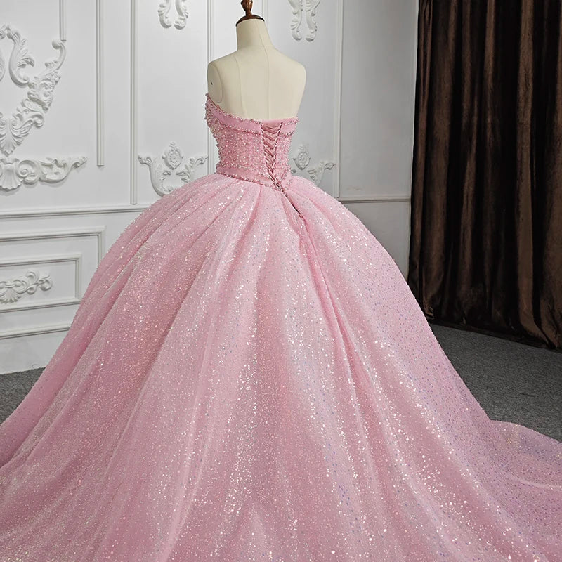 JANCEMBER Romantic Quinceanera Dresses Organza Ball Gown Sequined Evening dresses 2024 Pink Sweetheart DY1141 Bar Mitzvah