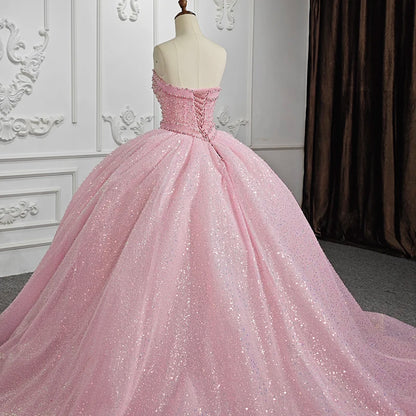 JANCEMBER Robes de Quinceanera romantiques Robe de bal en organza Robes de soirée à paillettes 2024 Rose Sweetheart DY1141 Bar Mitzvah