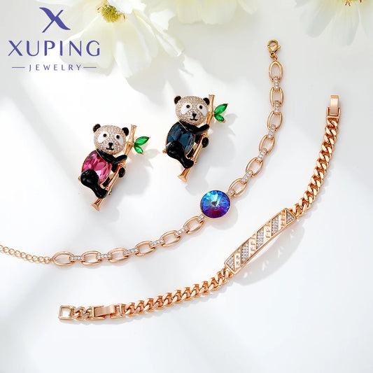 Xuping Jewelry New Arrival Light Gold Color Heart Charm Stone Elegant Hoop Earrings for Women's Day Gift earring-1258