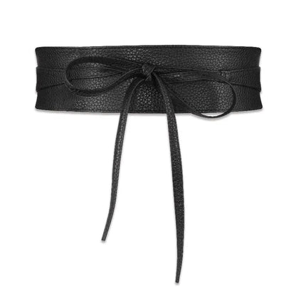 Ceinture pour femme en cuir avec nœud papillon, large, simple, enveloppante, pour manteau, corset, marque de luxe, ceinture