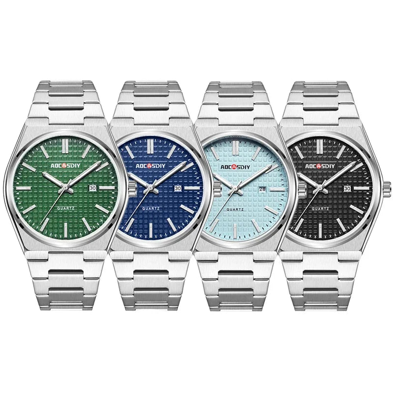 AOCASDIY fashion casual quartz men's stainless steel strap watch men's watch simple luminous hand clock