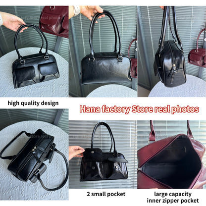 Sacs à bandoulière vintage pour femmes, sac fourre-tout simple pour dames, sac à main en cuir PU pour femmes, sac à main bordeaux de grande taille