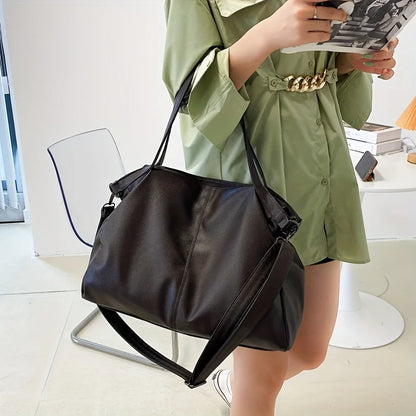 Big Black Shoulder Bags For Women Large Hobo Shopper Bag Solid Color Quality Soft Leather Crossbody Handbag Lady Travel Tote Bag