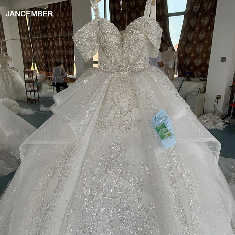 Vestidos de novia de princesa con lentejuelas y hombros descubiertos, vestidos de novia para mujer MN02 con abalorios, vestido de novia