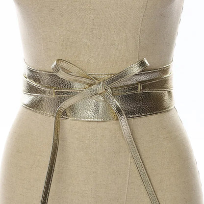 Ceinture pour femme en cuir avec nœud papillon, large, simple, enveloppante, pour manteau, corset, marque de luxe, ceinture