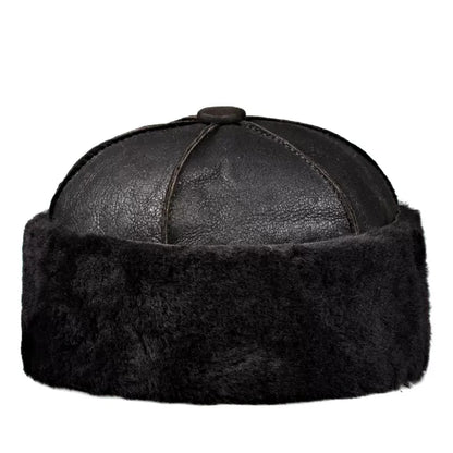 Chapeau en fourrure haut de gamme pour homme et femme, bonnet d'hiver chaud en cuir véritable 100 % laine, bonnet d'extérieur résistant au froid, cadeau pour papa