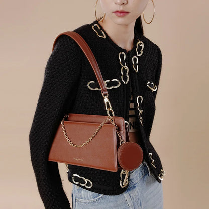 2023 New leather shoulder bag niche design commuter underarm bag