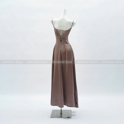 Temperament advanced sense of French niche waisted halter long dress sexy backless tie dress