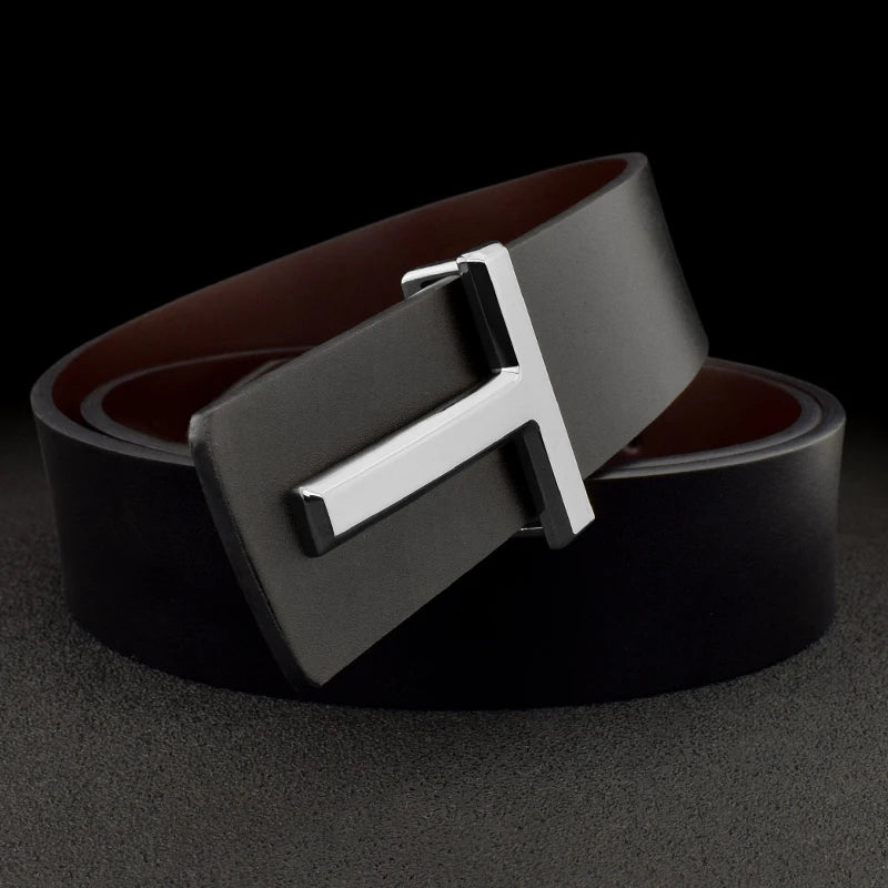 Ceinture de créateur en cuir noir avec lettre T de haute qualité pour homme, ceinture formelle en denim, ceinture de luxe en cuir de créateur à la mode