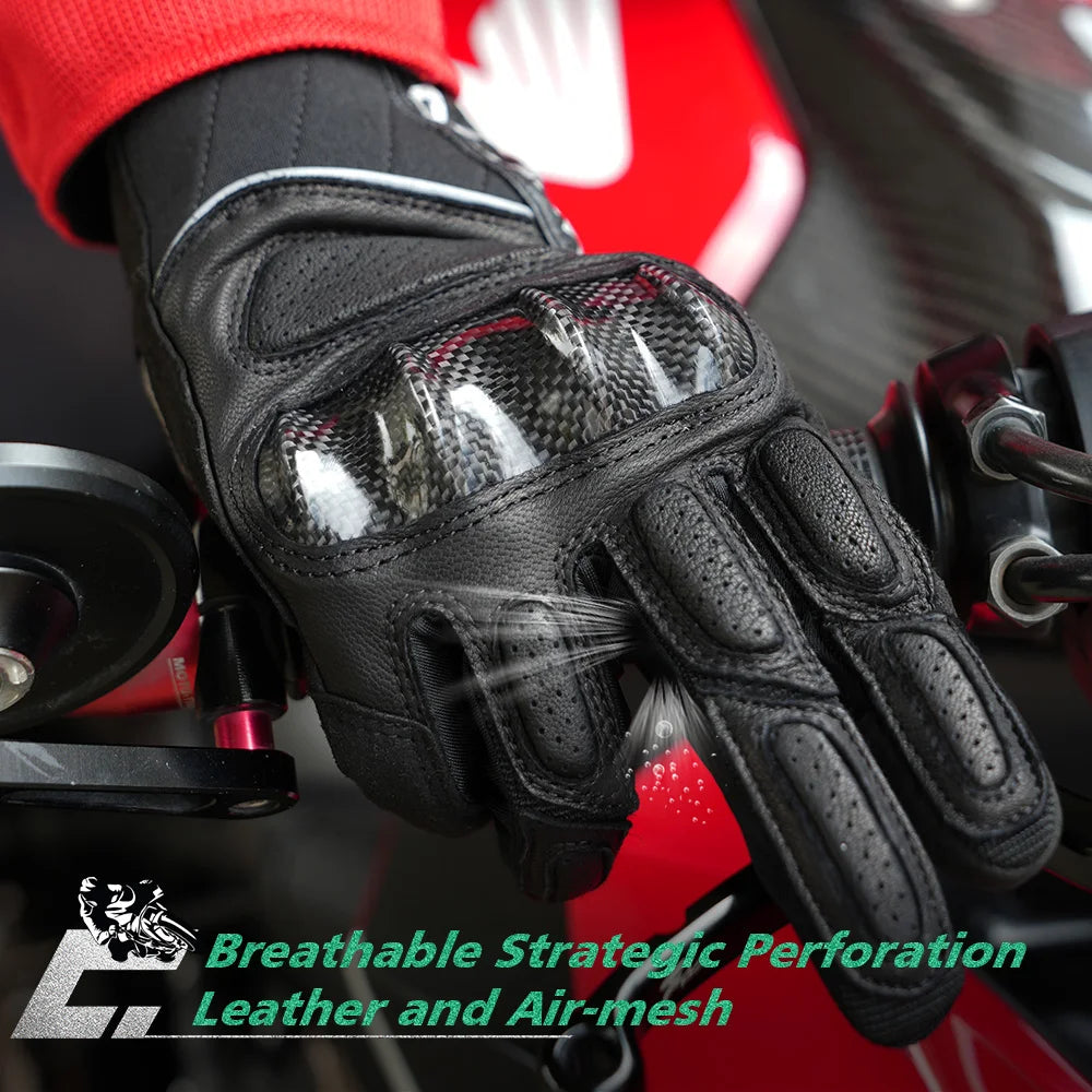 Guantes tácticos de cuero genuino con pantalla táctil y protección dura para paintball, ciclismo, deportes, senderismo, motocicleta, antideslizantes, equipo a prueba de golpes