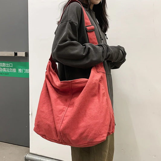 HOCODO Nuevos bolsos para mujer 2022 Bolso de hombro de lona Bolsos de mano de gran capacidad de moda Bolsos de viaje casuales para mujer Bolsos cruzados suaves