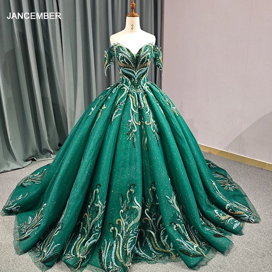 Factory Wholesale Popular Design Evening Dress for Women Embroidery Ball Gown V-neck Short Sleeves DY6569 Lace Up Pleat