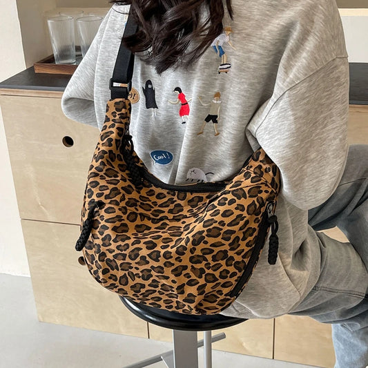 Leopard Print Crossbody Bags for Women Corduroy Casual Shoulder Tote Bags Ladies Sac A Main Femme Designer Luxury Handbags 2024