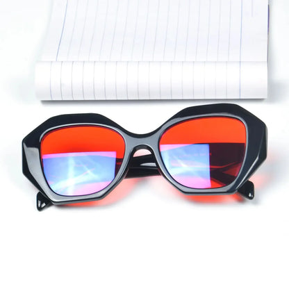 SHINU Acetate glasses women blue anti light glasses Red Orange 99% blocking blue light for gamging or long time working