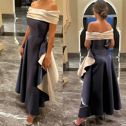 Robe de soirée sur mesure à épaules dénudées et ligne A pour bal de promo, robe mi-longue pour mariage, robe de soirée pour femme