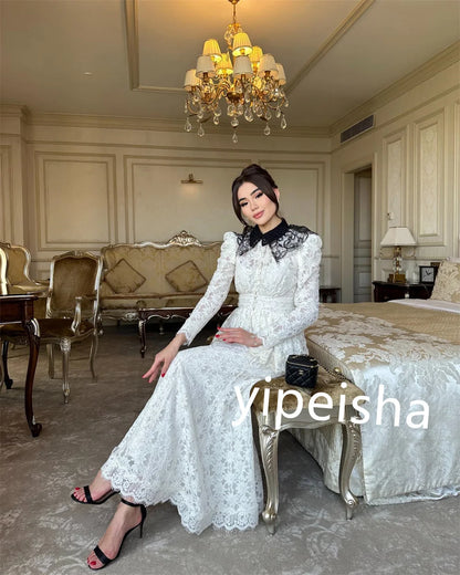 Exquisite Lace Button Pattern A-line Jewel Midi Dresses Cocktail Dresses Modern Style Unisex Chinese Style High Quality