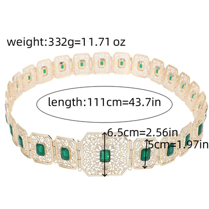 Moroccan Metal Belt For Women's Wedding Dress Body Chain Golden Waist Decoration Adjustable Length Bridal Gift