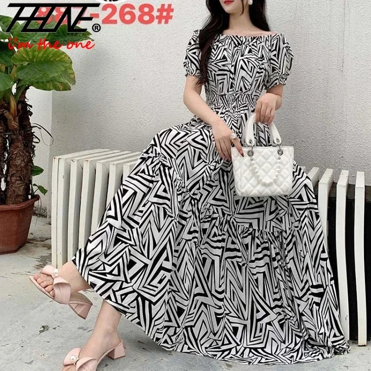 THHONE Vestidos Bata Maxi Vestido largo Mujer Verano Ropa india Bohemia Algodón Lino Floral Manga corta Estilo coreano Casual