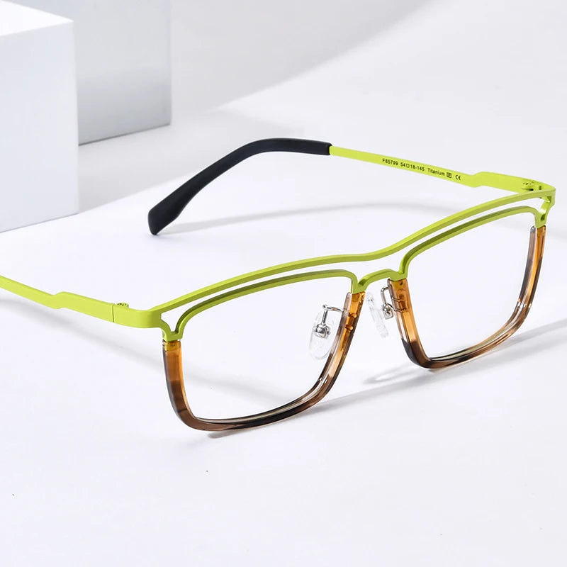 FONEX Acétate Titane Monture De Lunettes Hommes 2024 Nouvelles Femmes Coloré Mode Carré Lunettes Lunettes Lunettes F85799