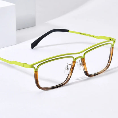 FONEX Acétate Titane Monture De Lunettes Hommes 2024 Nouvelles Femmes Coloré Mode Carré Lunettes Lunettes Lunettes F85799