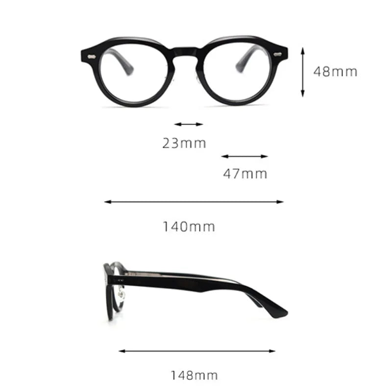 Retro Japan and South Korea personalized tide pure handmade sheet metal frames female literary plain glasses male models myopia