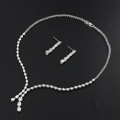 WEIMANJINGDIAN Marque Nouvelle Arrivée De Haute Qualité En Forme De Larme Zircone Cubique CZ Collier Et Boucles D'oreilles Élégant Ensemble De Bijoux De Mariage De Mariée