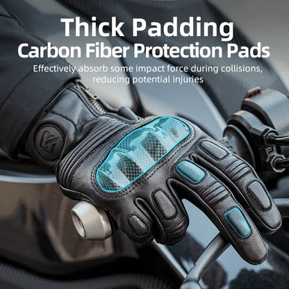 Guantes de ciclismo de invierno ROCKBROS, guantes tácticos de cuero con dedos completos, protección deportiva para pantallas táctiles, guantes para motocicletas de carreras