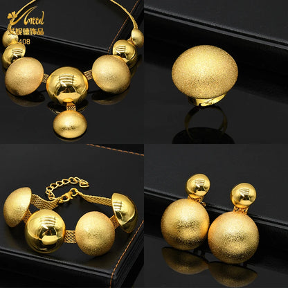 ANIID African Fashion Necklace Jewelry Set For Women Indian Gold Color Choker Jewellery Sets Moroccan Dubai Bridal Wedding Gift