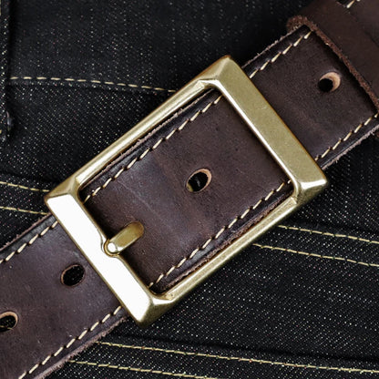 Thicken Cow Leather Belt Retro Wide 4CM Copper Buckle Strap Waist Belts For Men Jeans Cowboy