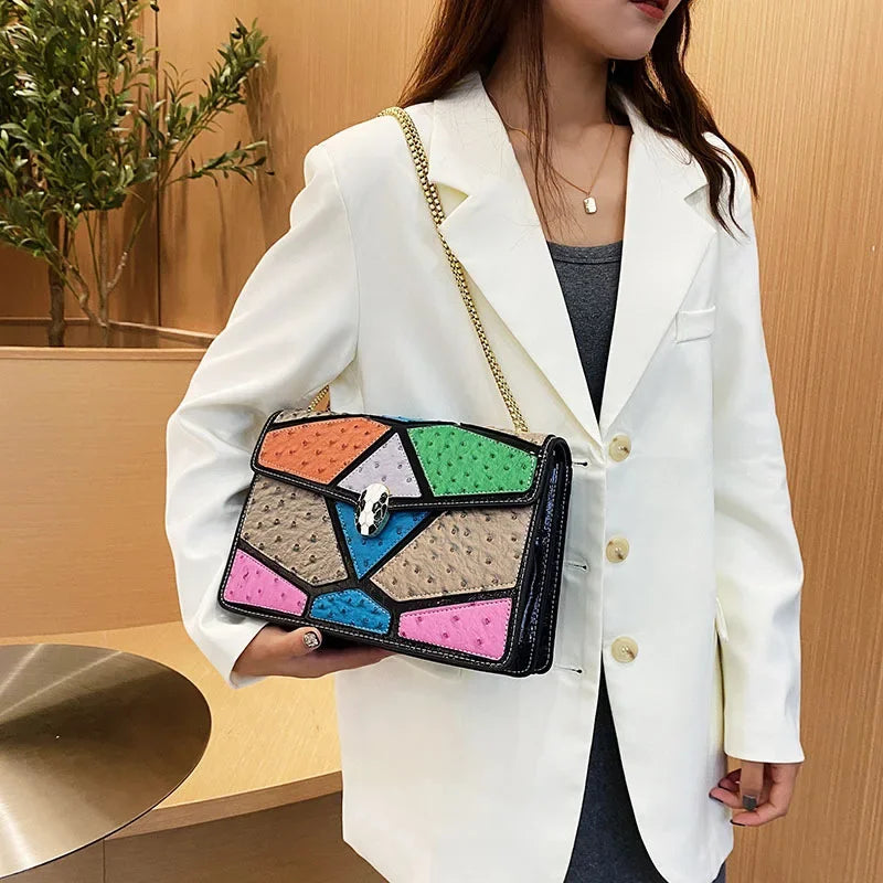 Woman Small Square Bag New Popular Retro Mini Contrast Color Handbag Literary Crowds Shoulder Messenger Female Bag Handbags