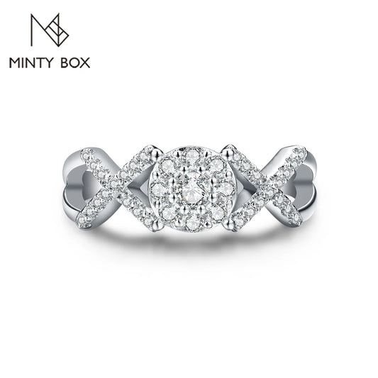 Anillo de compromiso de plata S925 con diamantes de moissanita de MINTYBOX para mujer, 0,42 ct, chapado en oro K, joyería fina de lujo, caja de regalo con certificado