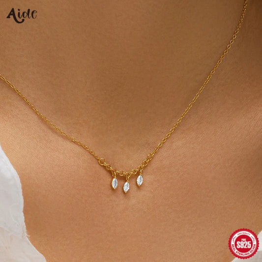 Aide 925 Sterling Silver Mariquesa Mini Leaves Zirconia Pendant Necklace For Women High Quality K Gold Chain Jewelry Pendiente