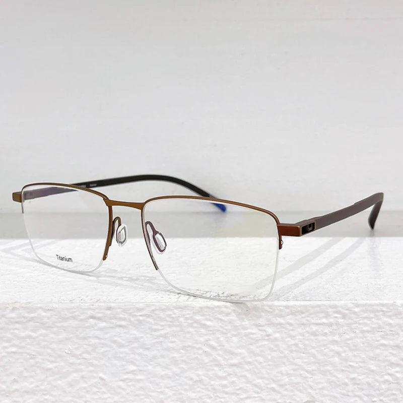 P8757 Pure Titanium Handmade Japan Style Eyeglasses frame Square Business Prescription Optical Designer Extra-light Eyewear