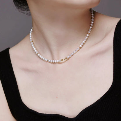 Copper plated k gold pearl necklace shredded silver jewelry women's collarbone chain