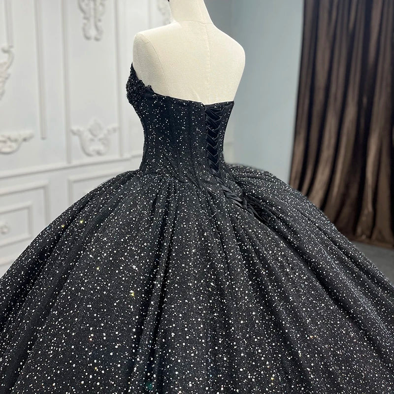 Exquisite Luxury Black Quinceanera Dress Sweetheart Beaded Sleeveless Ball Gown DY9888 Party Evening Dress vestidos de noite