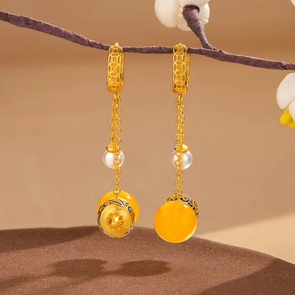 Pendientes de perlas de calabaza esmaltadas con monedas de cobre dorado Pendientes de oro k para mujer Joyas de lujo de diseñador Regalos para novias