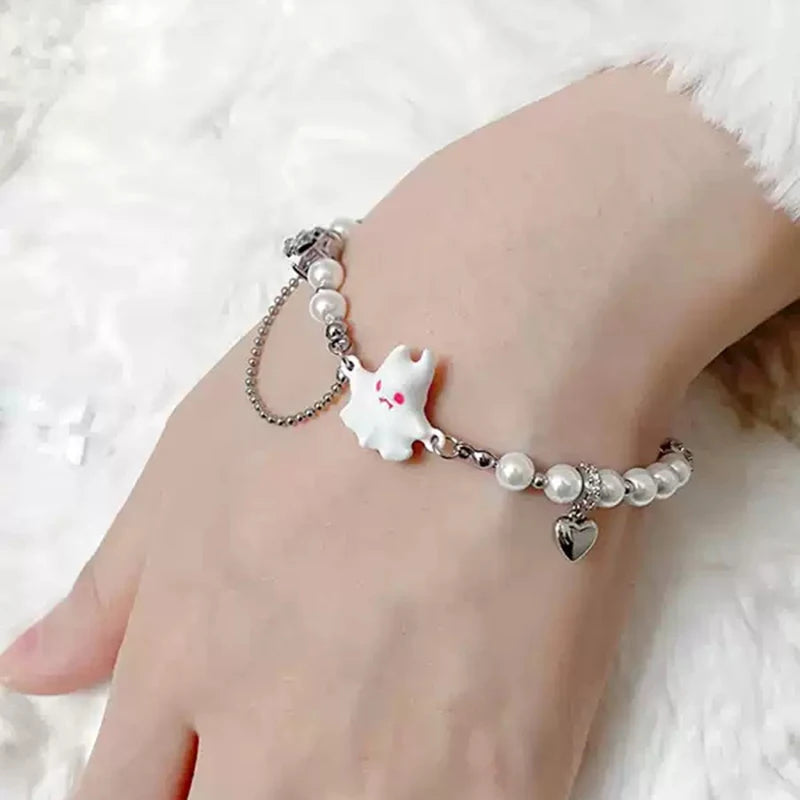 Pulsera fantasma de oro K con perla blanca natural para mujer, joyería de marca de lujo sencilla y moderna, regalo de aniversario