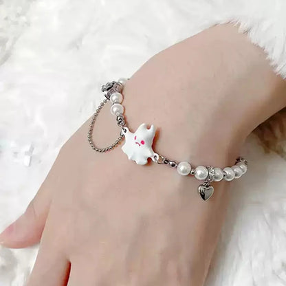 Bracelet fantôme en or K avec perles blanches naturelles pour femme, bijoux de marque de luxe simples et à la mode, cadeau d'anniversaire