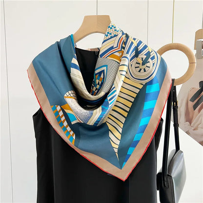 Luxury Brand High-quality Saddle Theme 100% Silk Scarf Headscarf Shawl Bandana Scarves Hijab