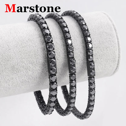 4/5mm Full Moissanite Black Tennis Bracelet Chain Women Hip hop Fashion 316L Stainless Steel Jewelry for Women Men