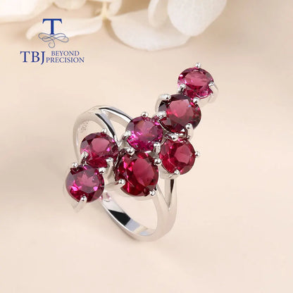 Fashion Rhodolite Garnet Ring Earrings Jewelry Set 925 sterling Silver Fine jewelry Women's anniversary party gift