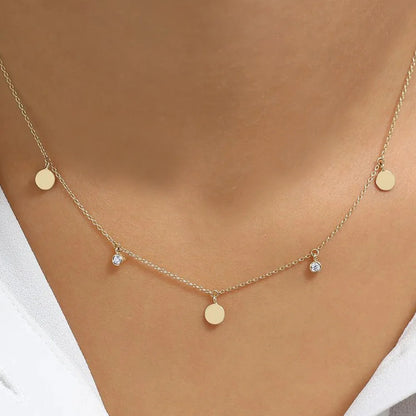 Collar con colgante de circonita y lentejuelas pequeñas de plata de ley 925 de Aide para mujer, collar de oro K de alta calidad, regalo de joyería elegante